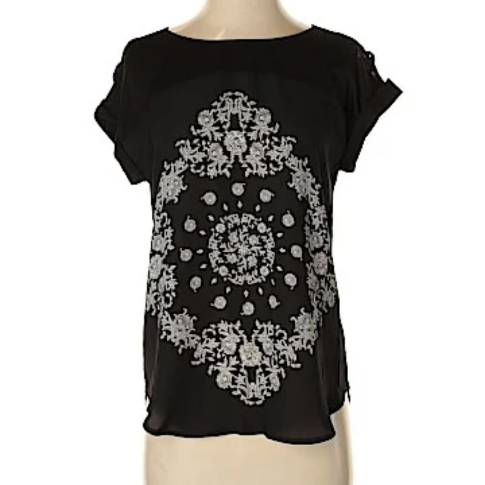 Crew Neck Strappy Cold Shoulder Shirt